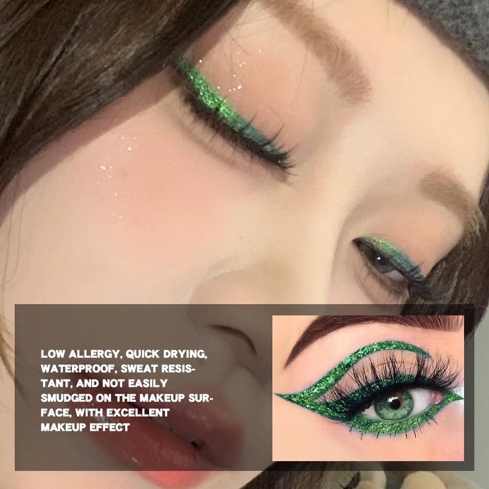 evpct metallic glitter eyeliner brush-tip swatch with vibrant shine.