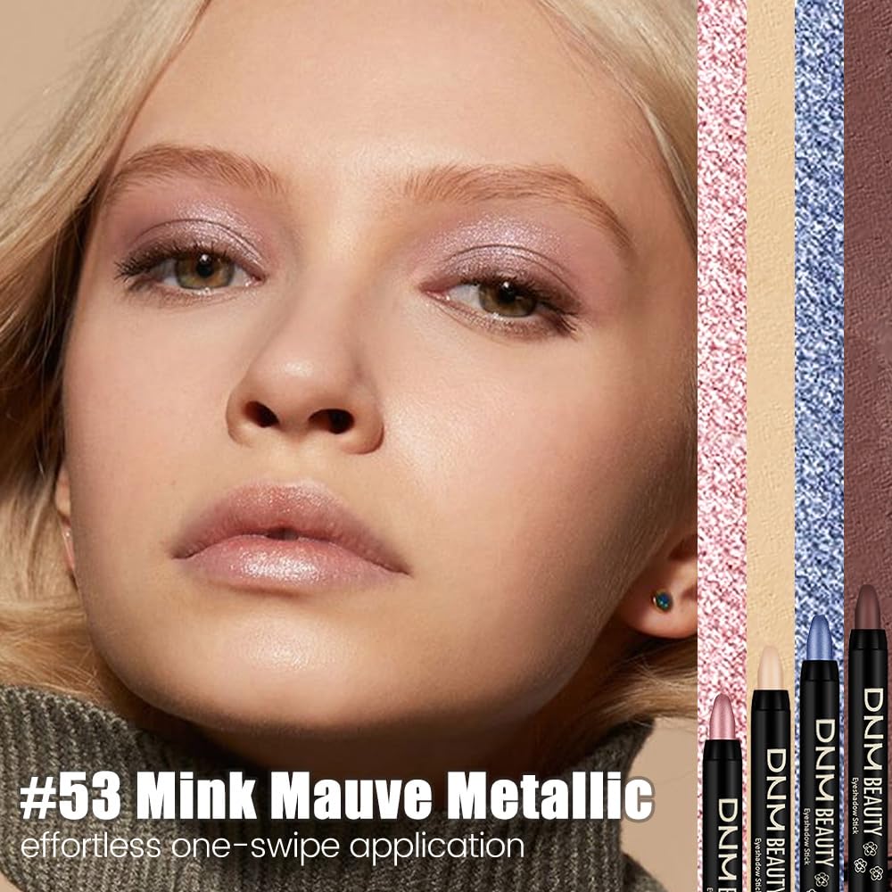 evpct Metallic Mauve Cream Eye Shadow Stick being applied for smooth blending.