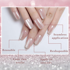 evpct Nude Cat Eye Nails with glossy chrome for versatile day-to-night wear