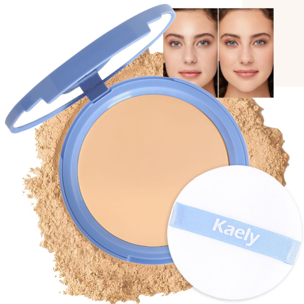 evpct Oil Control pressed powder compact front view shows a matte finish for all-day wear