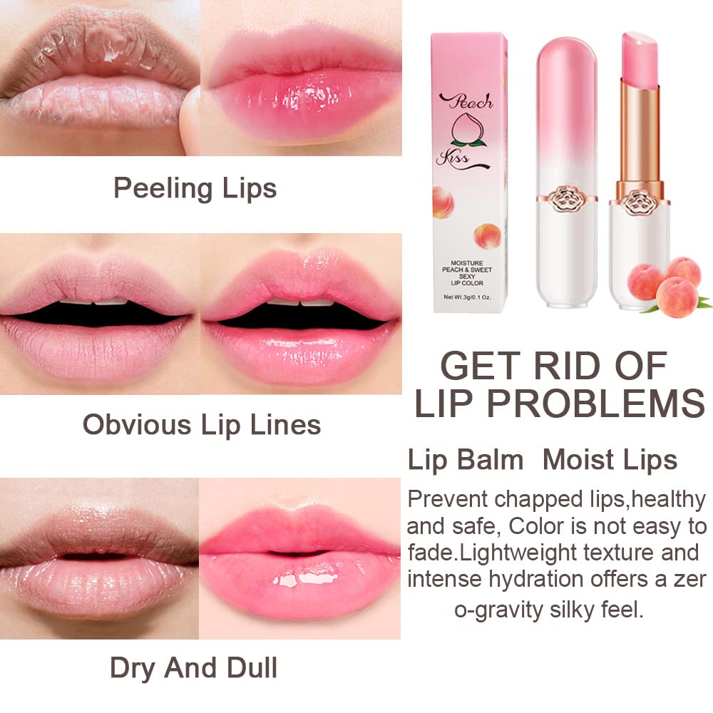 evpct peach tinted lip balm texture close-up, showing hydration and shine.