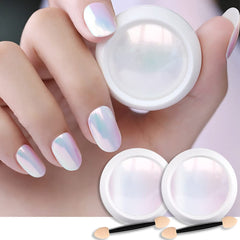 evpct pearl white mermaid aurora chrome powder on nails for vibrant mirror finish