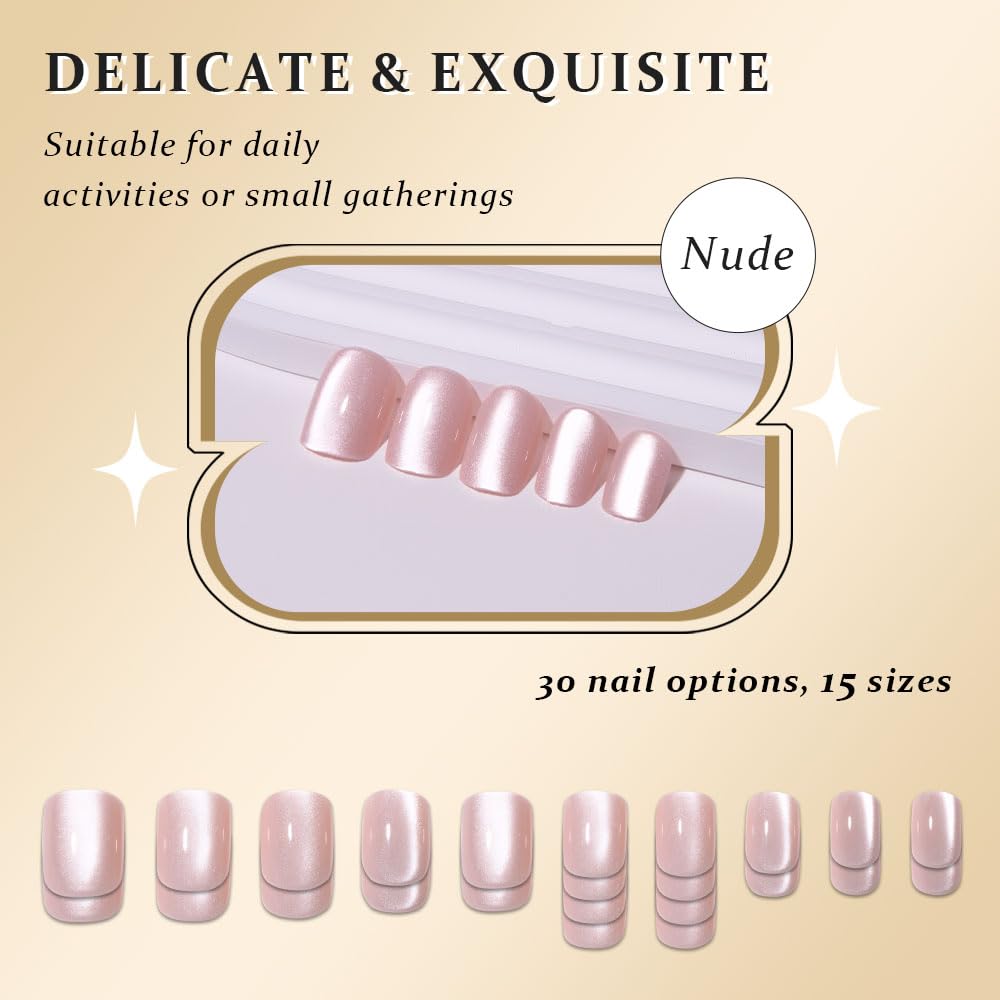 evpct Pearl white metallic glitter nails for a chic party look