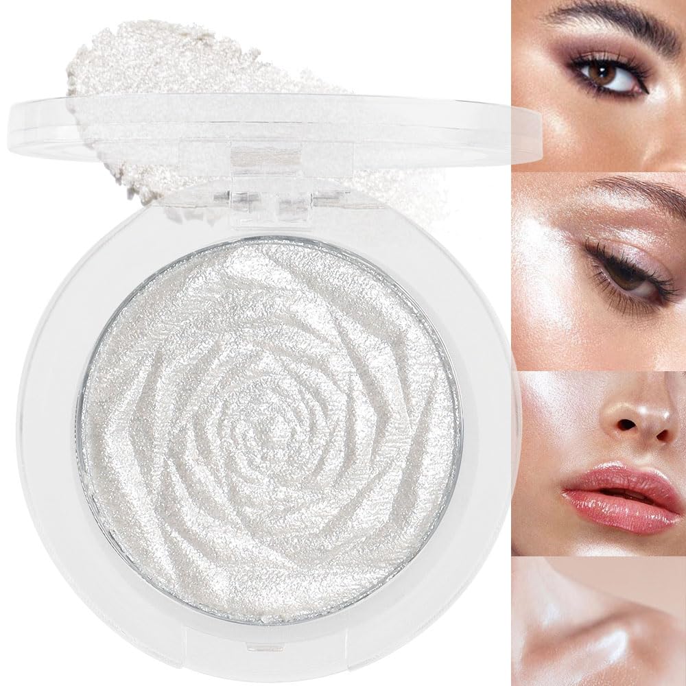 evpct pearl white silver highlighter palette brightens the face with radiant sparkle.