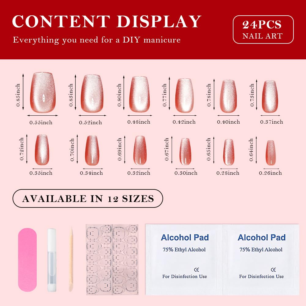 evpct Medium-length coffin nails ideal for daily styling.