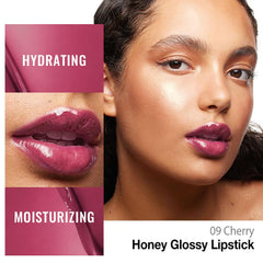 evpct Plum Cherry Honey Lip Balm in application pose for smooth, hydrated lips.