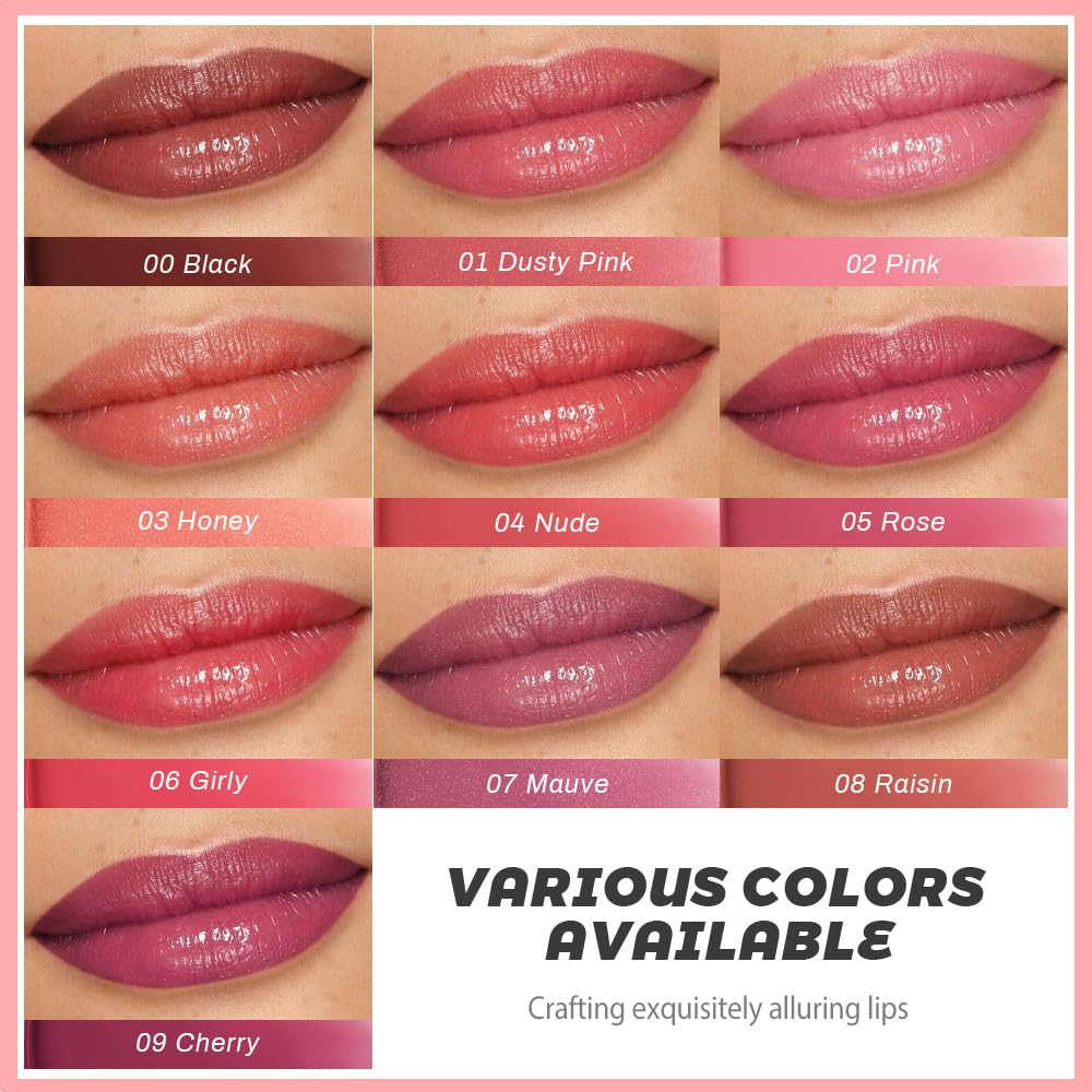 Glossy finish on lips with evpct Plum Cherry Honey Lip Balm in daylight.