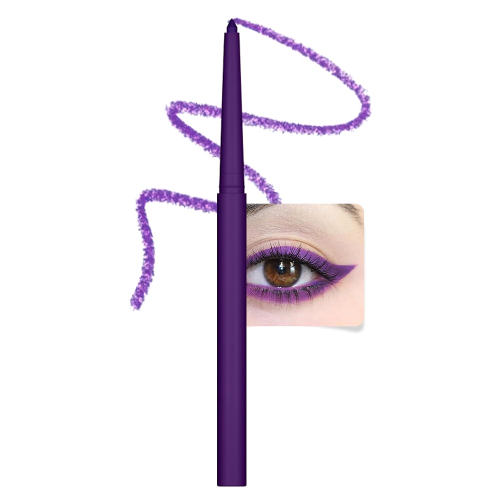 evpct purple eyeliner pencil application shows precise definition.