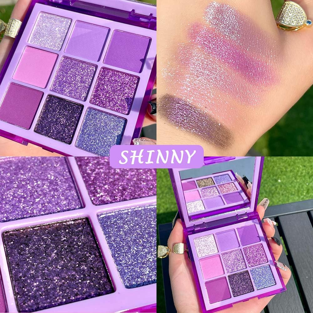 evpct Purple glitter palette packaging shot highlighting sturdy case.