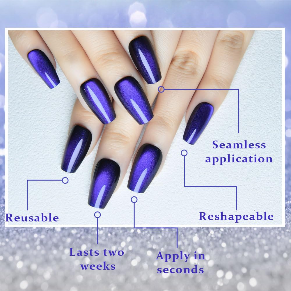 evpct Royal Blue metallic nails with party-ready shine for at-home styling
