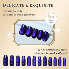 evpct Royal Blue press-on nails with tabs for quick, mess-free application