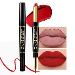 evpct Ruby Red Lip Liner and Lipstick Set close-up with precise lip line and rich color