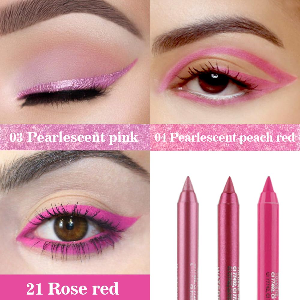 evpct Shimmer Peach Red eyeliner pencil adds bright versatility to eyes.