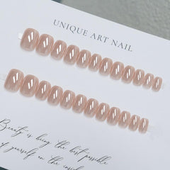 evpct Soft gel glossy nude finish close-up showing subtle sparkle.