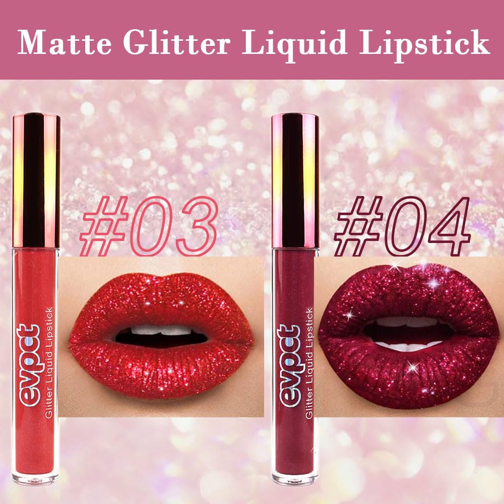 evpct glitter lip gloss in red adds captivating sparkle to any look