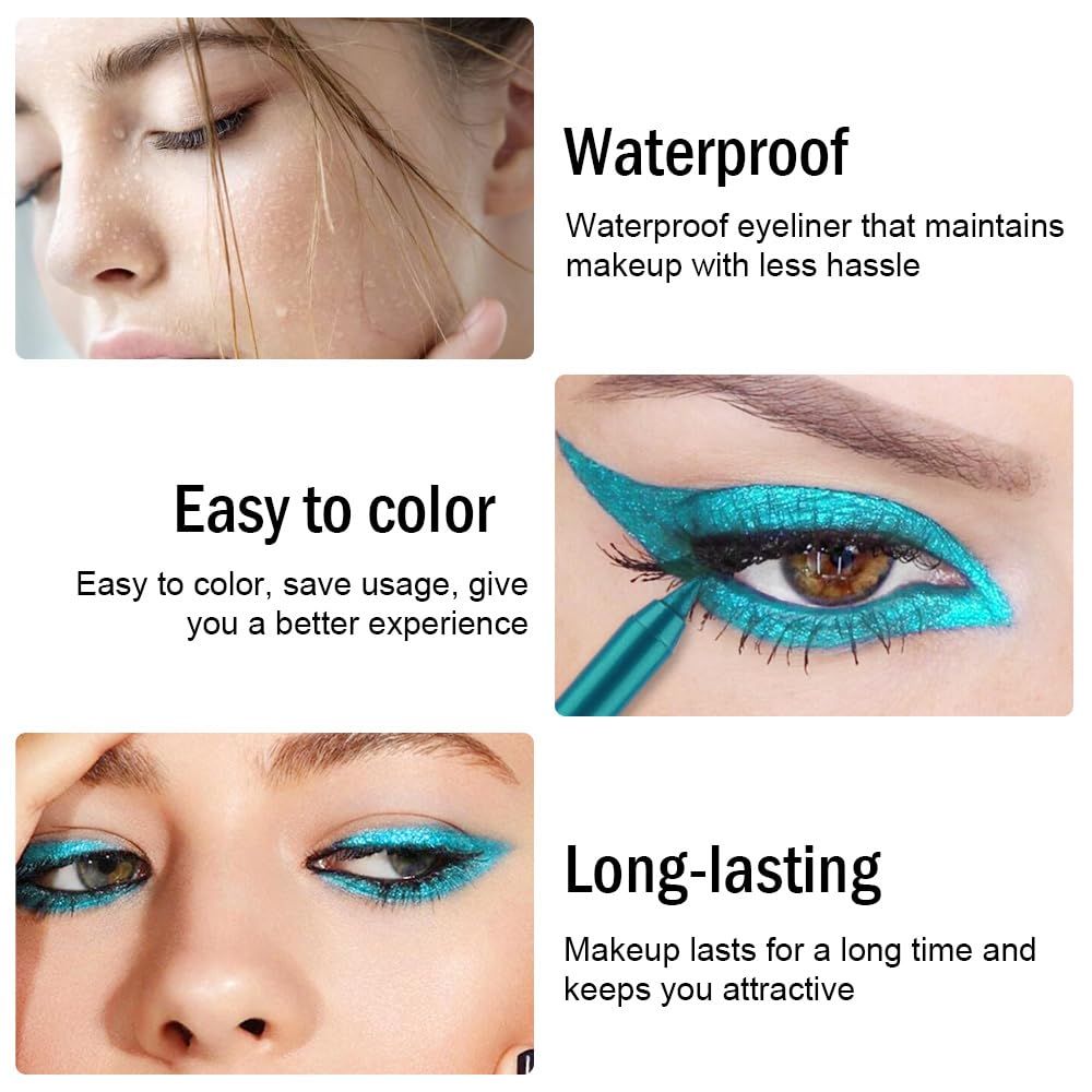 evpct Teal Eyeliner Pencil smudge-proof finish designed for long-lasting wear.