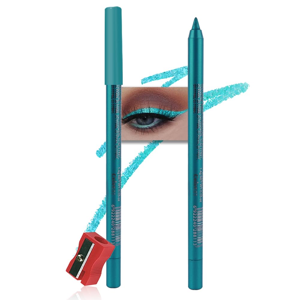 evpct Teal Eyeliner Pencil swatch shows vibrant blue-green shade for bold looks.