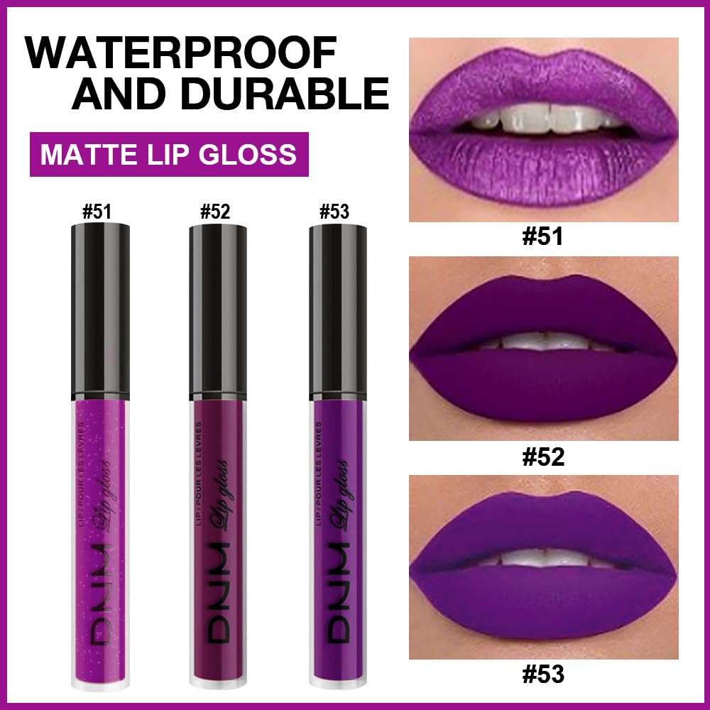 evpct Violet Purple Crystal Matte Liquid Lipstick provides a smooth, transfer-resistant finish.