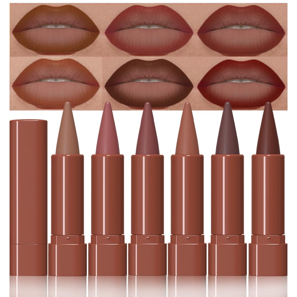 evpct warm red brown nude lipstick set cover showcases six shades for day to night looks