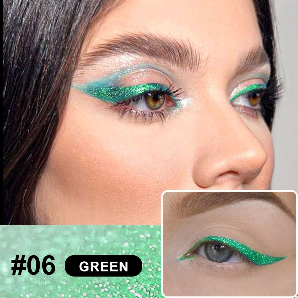 evpct waterproof glitter eyeliner swatch demonstrates smudge resistance.