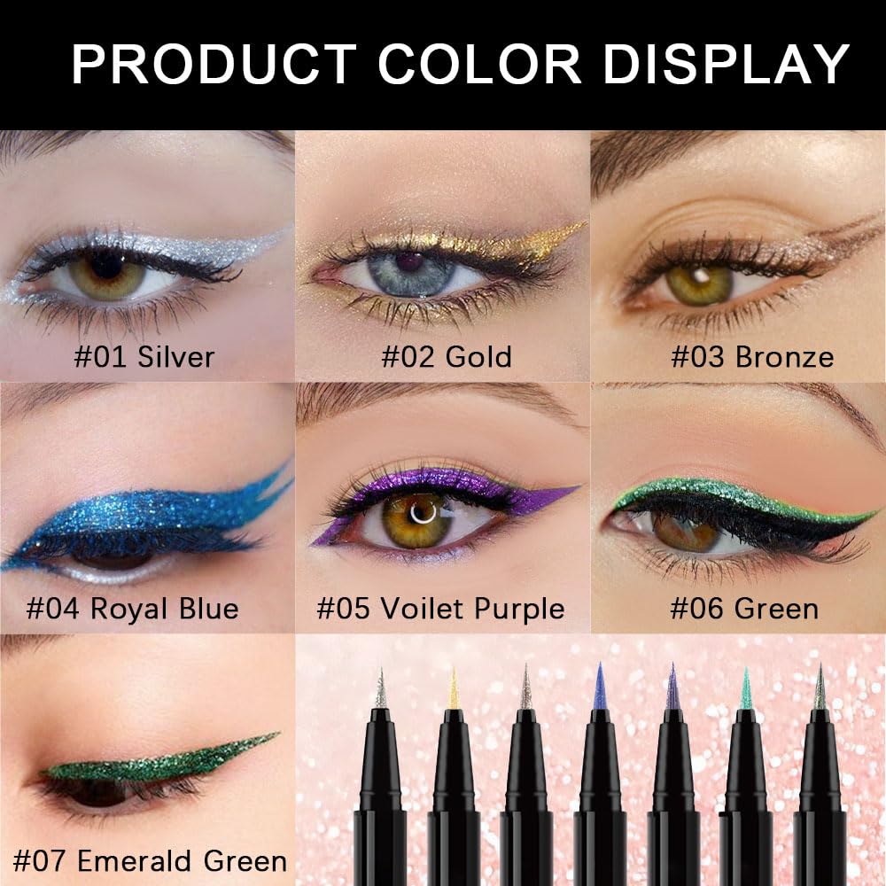 evpct waterproof glitter eyeliner swatch highlights long-lasting shine and water resistance