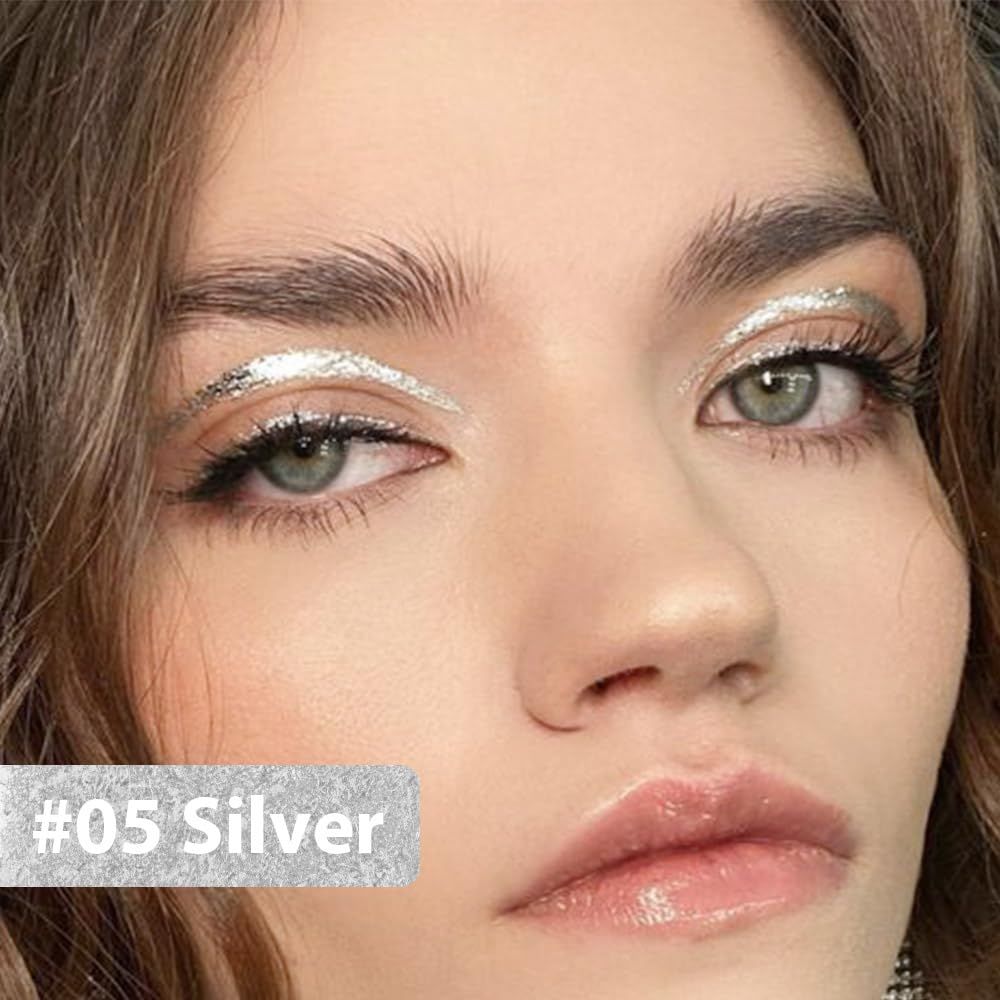 evpct waterproof smudge-proof eyeliner in silver glitter for long wear