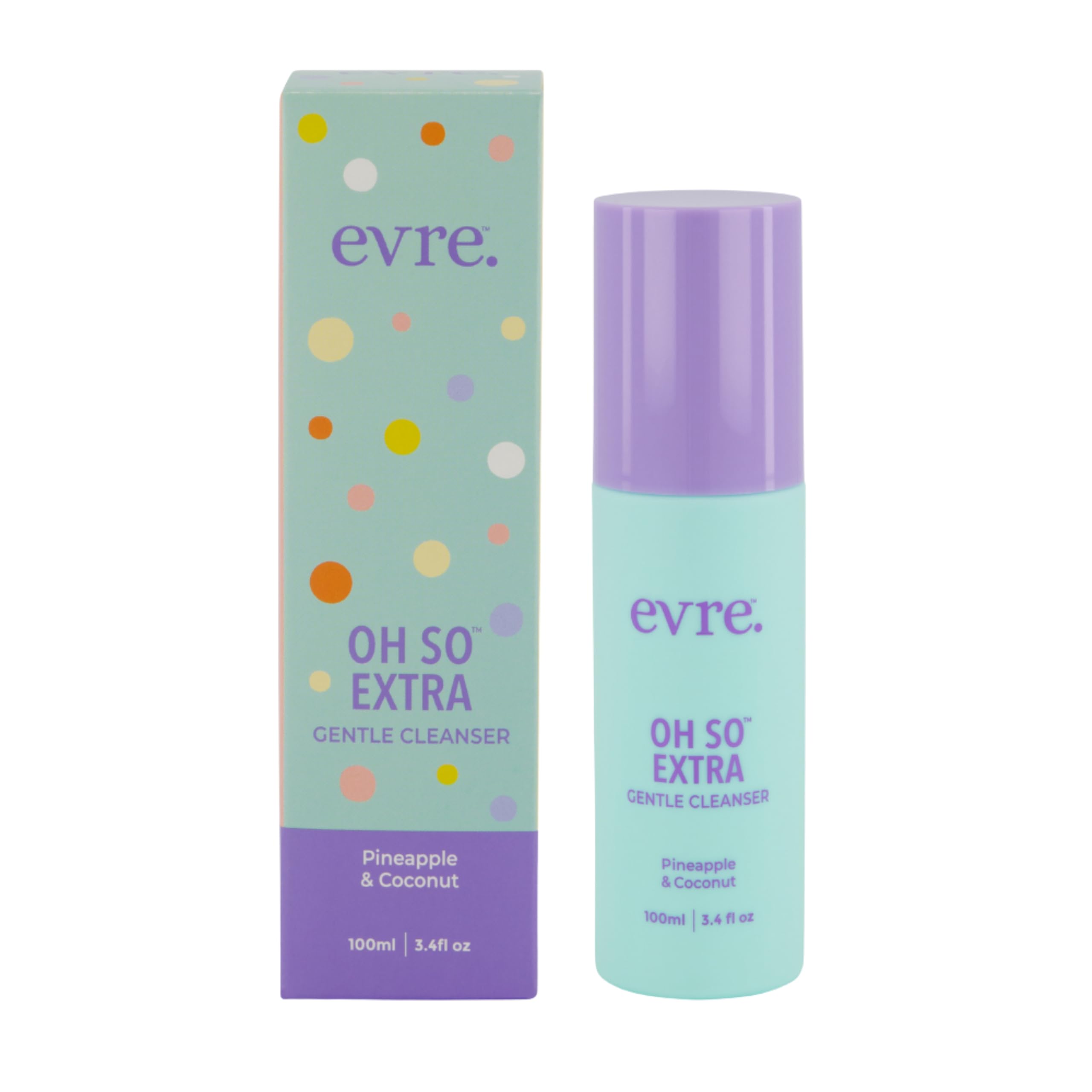 Evre Oh So Extra Pineapple & Coconut face wash bottle front—natural, cruelty-free formula.
