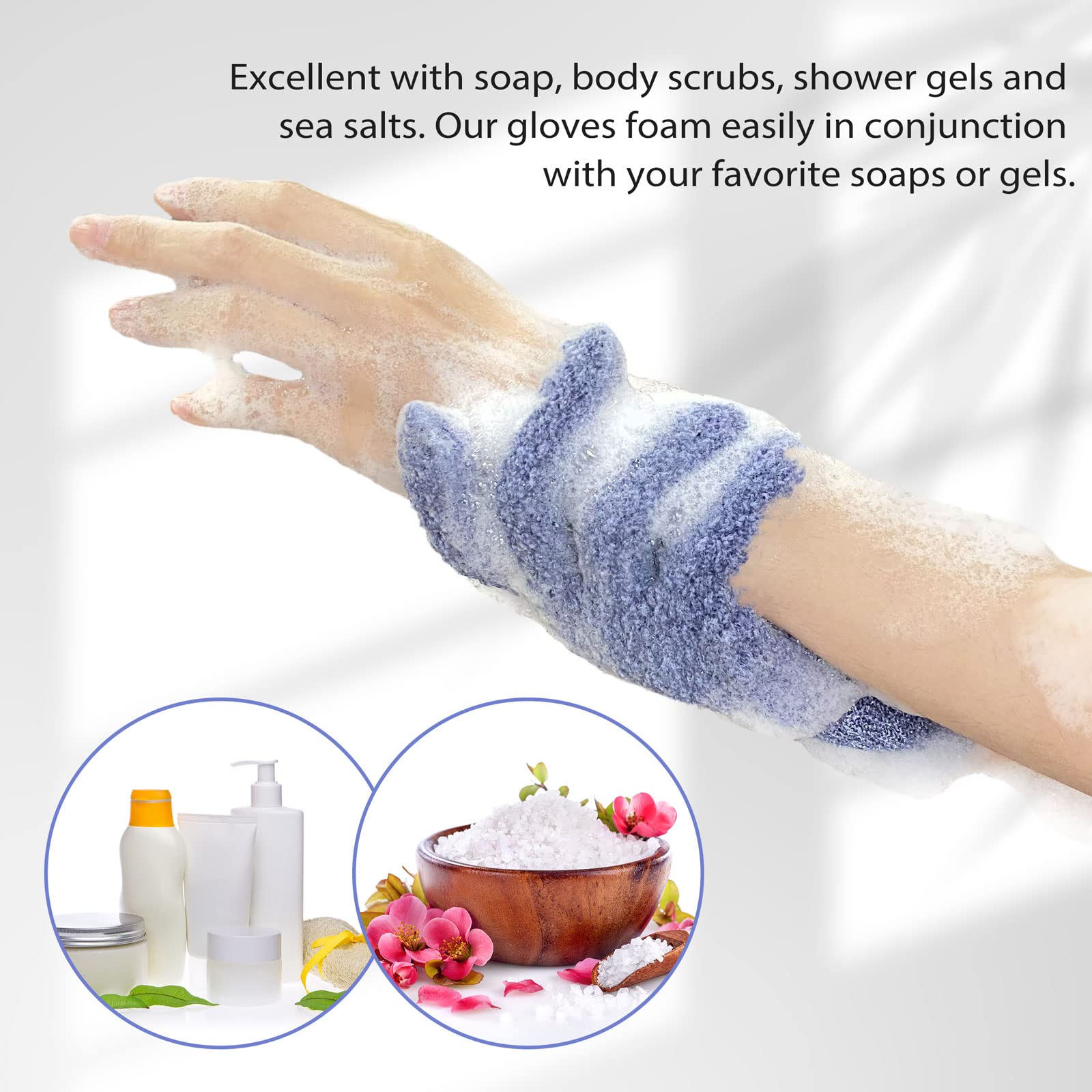 Triple-pack Evridwear gloves highlight value and versatile exfoliation.