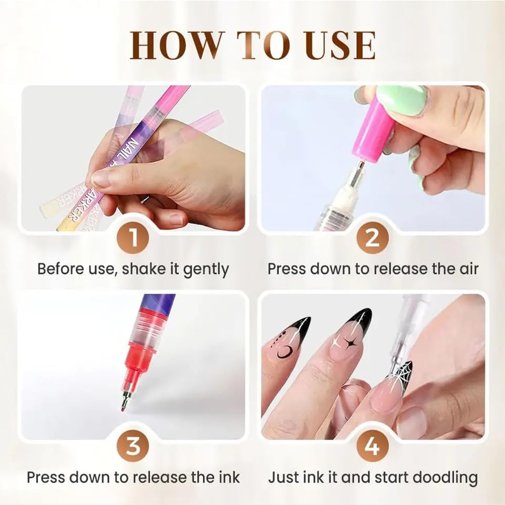 EVSISOK waterproof nail art pens with long-lasting color