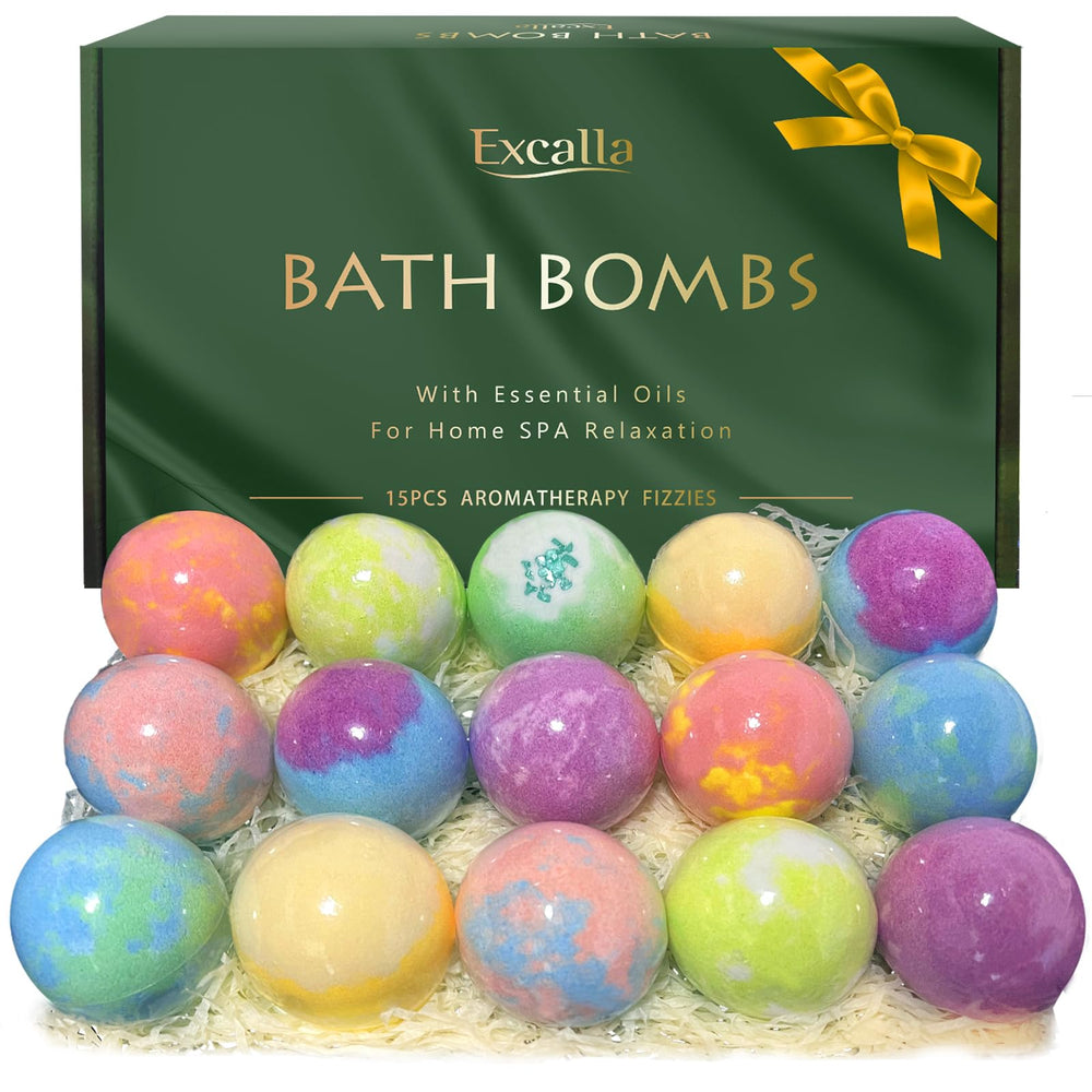 Excalla bath bombs gift set packaging, ideal for gifting a spa-like experience.