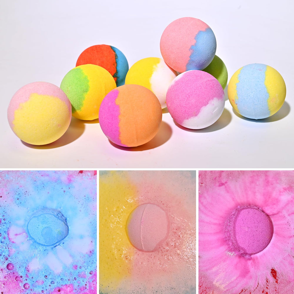 Excalla bath bombs are tub-safe and colorant-free for easy cleanup.