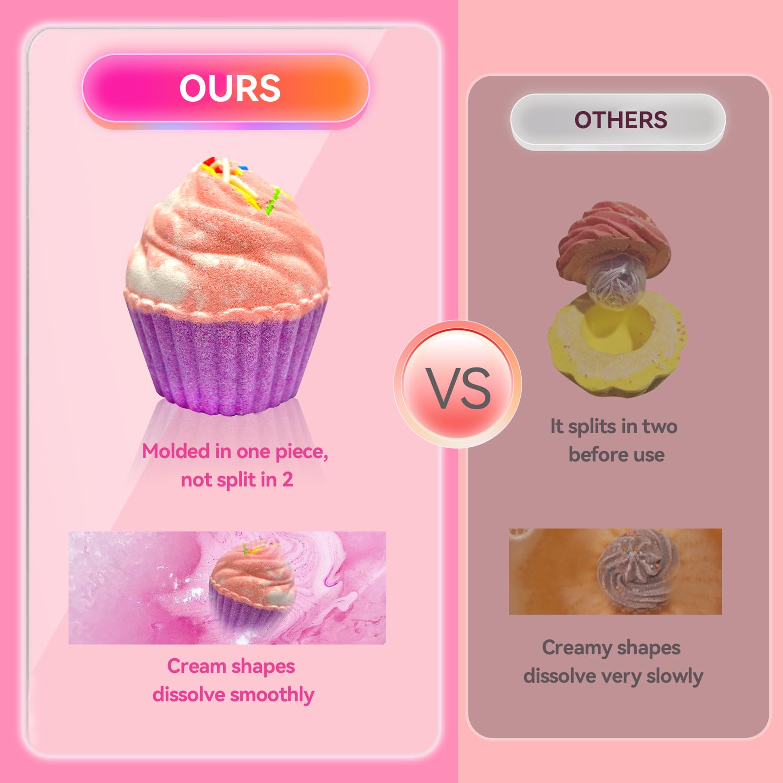 Excalla blueberry-fragrance cupcake bath bomb for a bright, colorful bath.