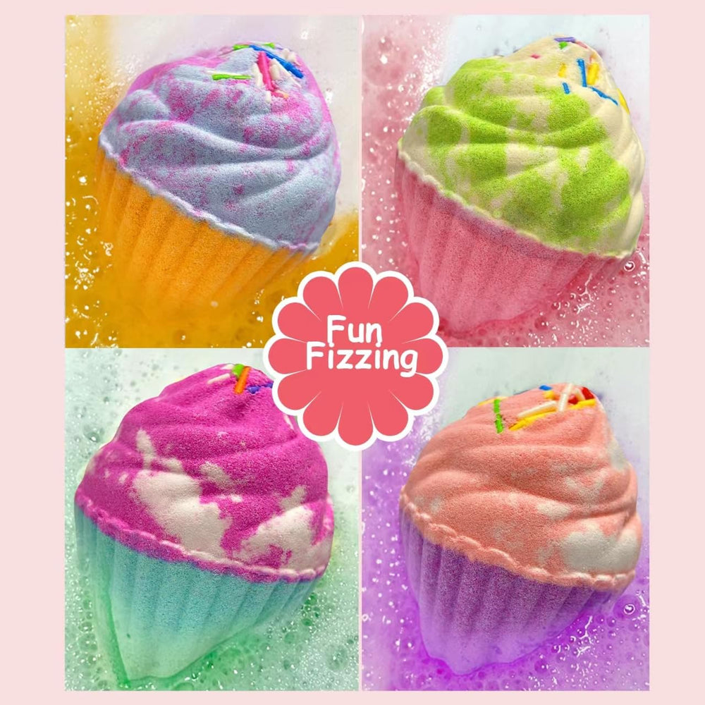 Excalla strawberry-fragrance cupcake bath bomb adding a sweet aroma to bath time.