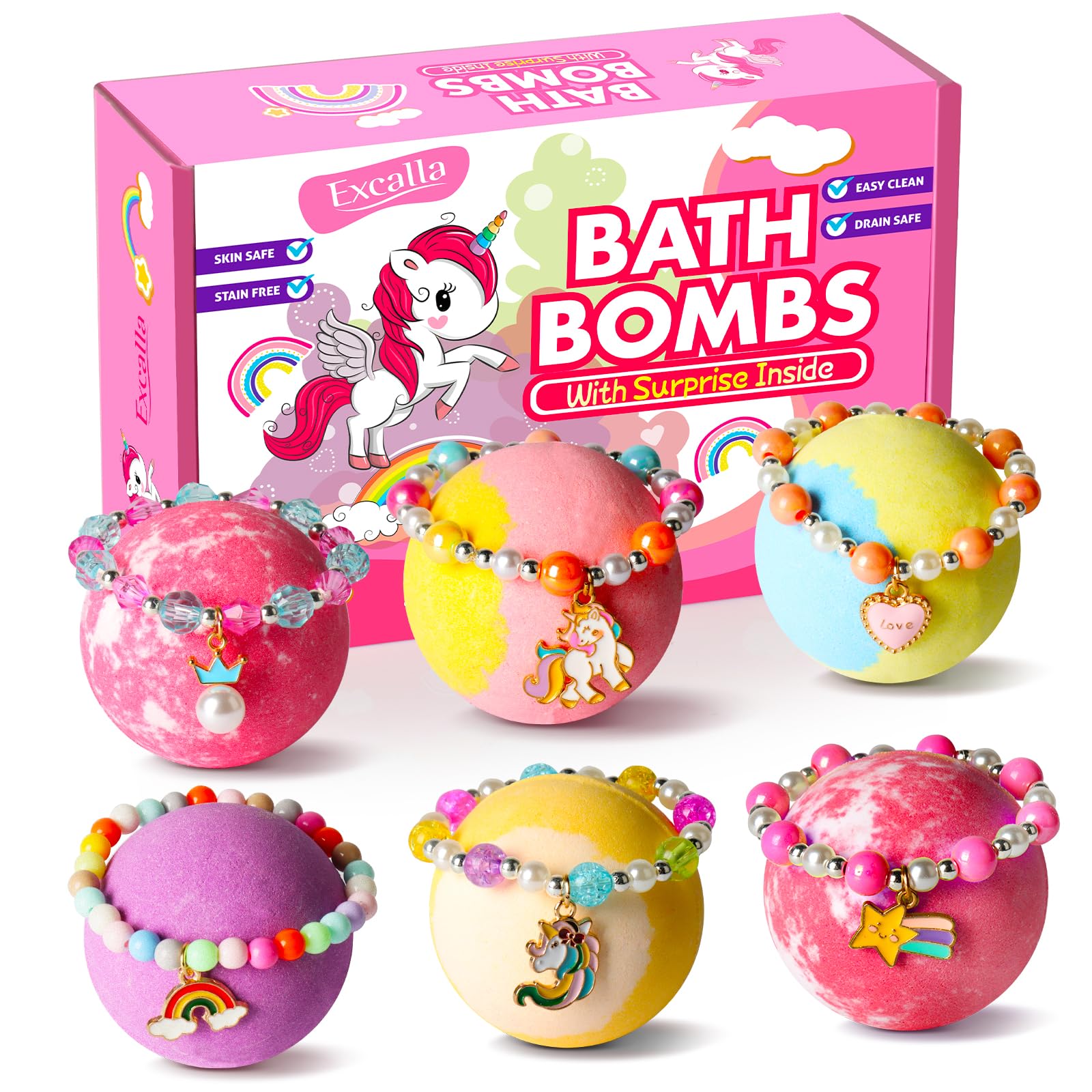 Excalla kids bath bomb bracelet inside adds a surprise accessory.