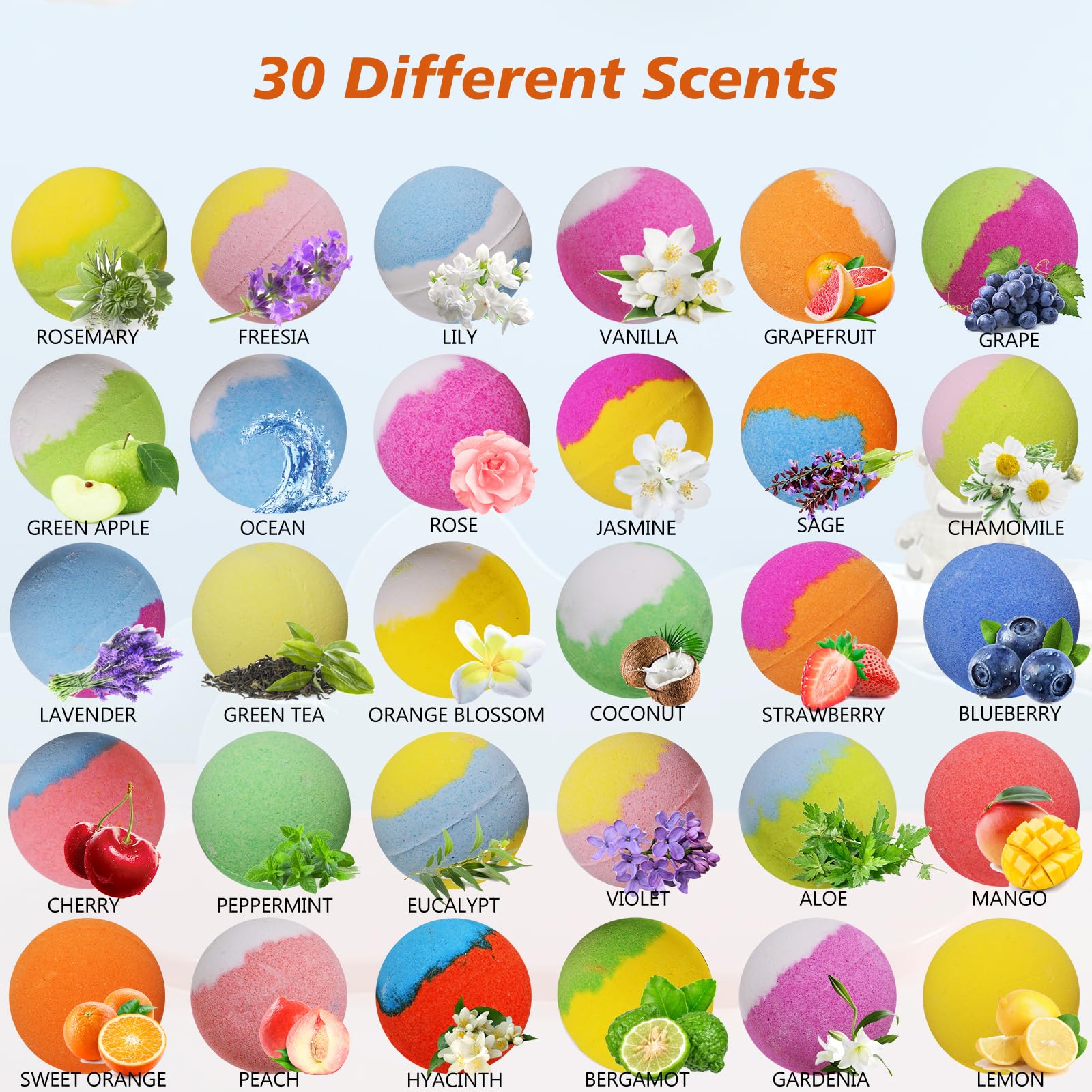 Excalla's 30-pack kid-friendly bombs offer colorful bubbles and gentle scents.