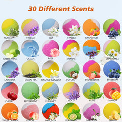 Excalla's 30-pack kid-friendly bombs offer colorful bubbles and gentle scents.