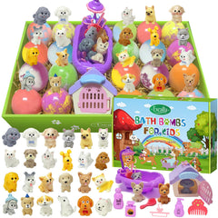 Excalla bath bombs reveal a surprise toy inside for bath-time fun.