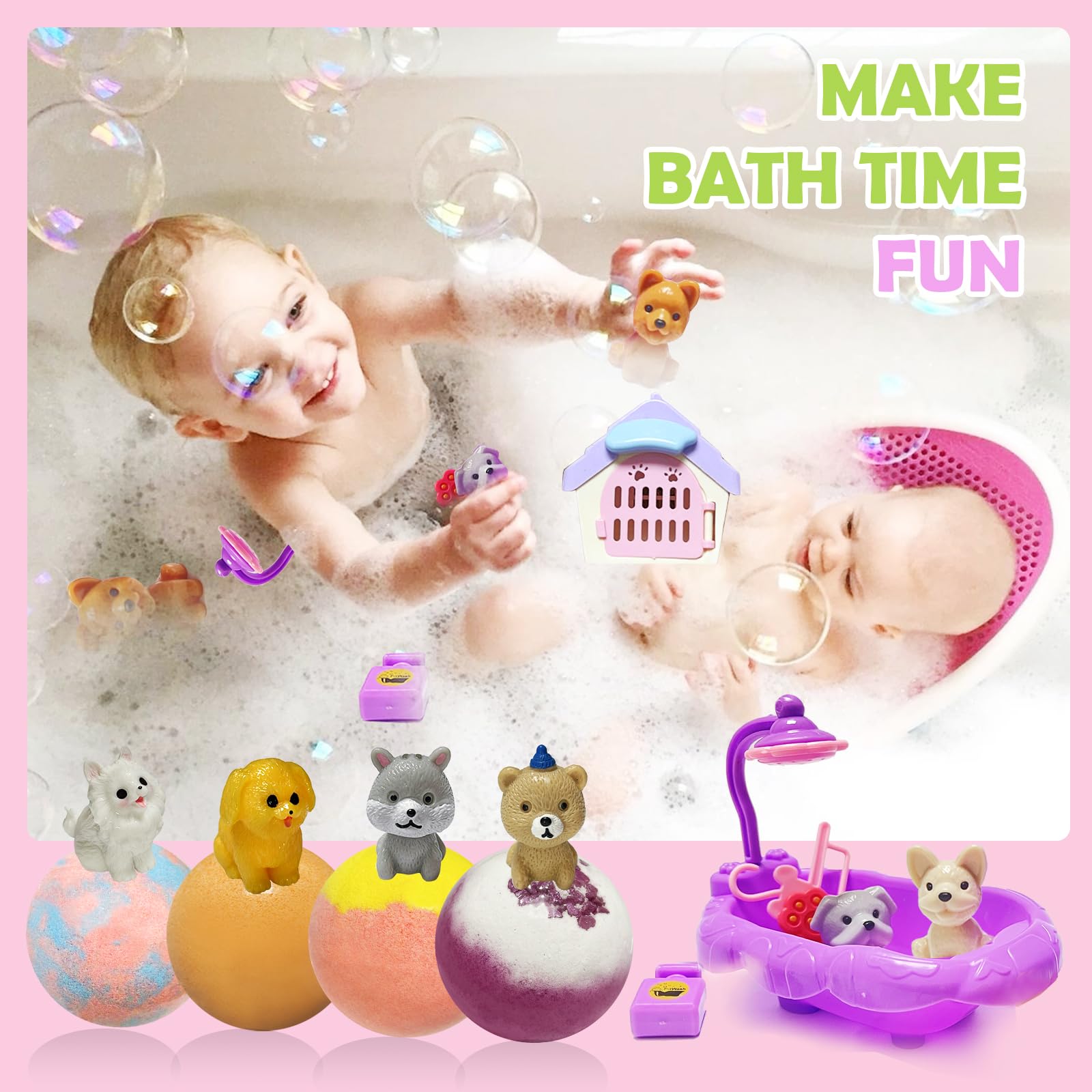 Excalla mini bathtub with shower included for pretend play.
