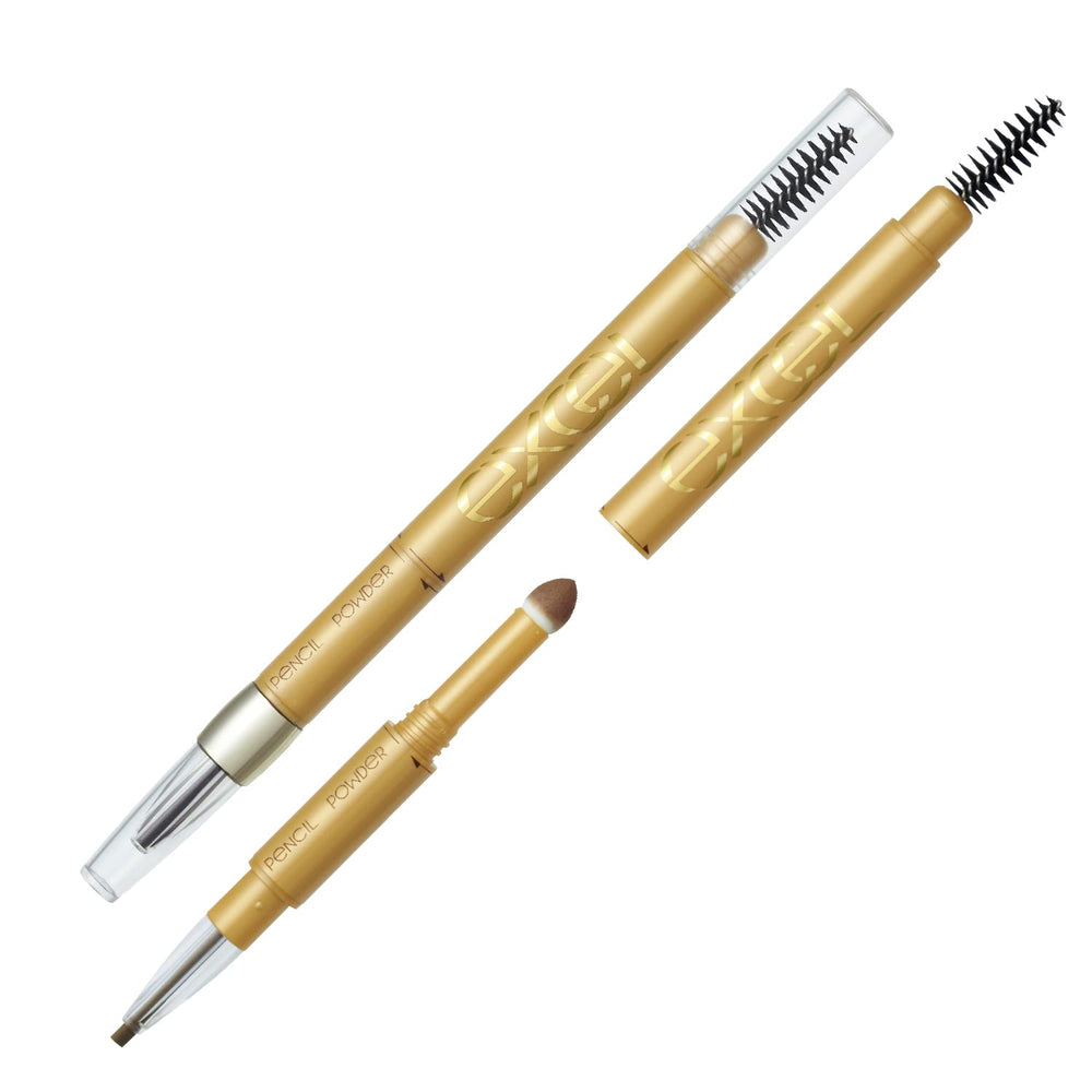 Excel eyebrow powder Camel Brown swatches reveal warm color that blends smoothly.
