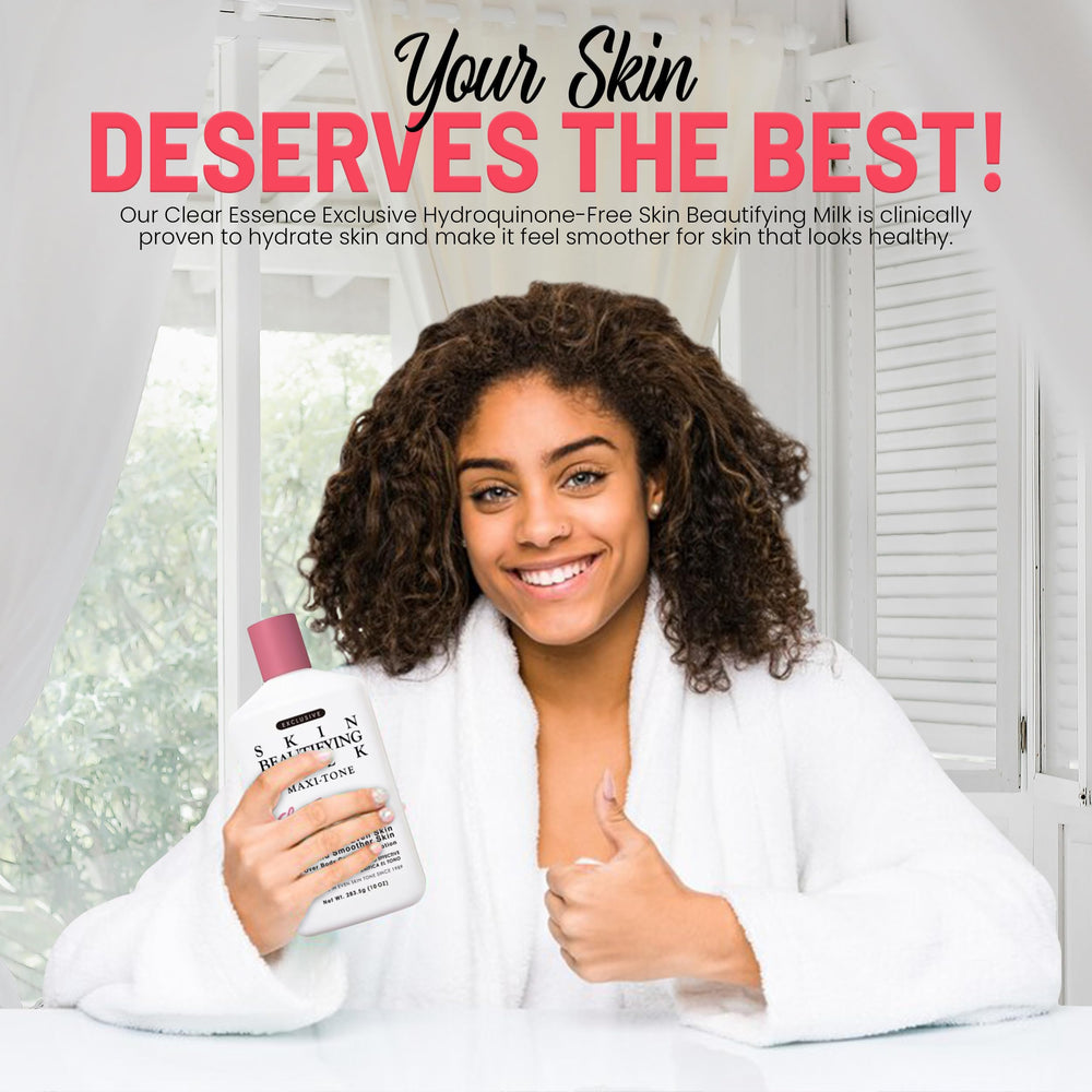 Exclusive Skin Beautifying Milk hydrates dry skin for softness.