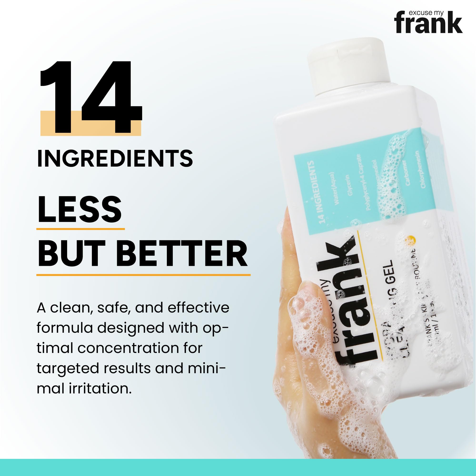 Excuse My Frank Hydra Cleansing Gel foamy cleanse during routine.
