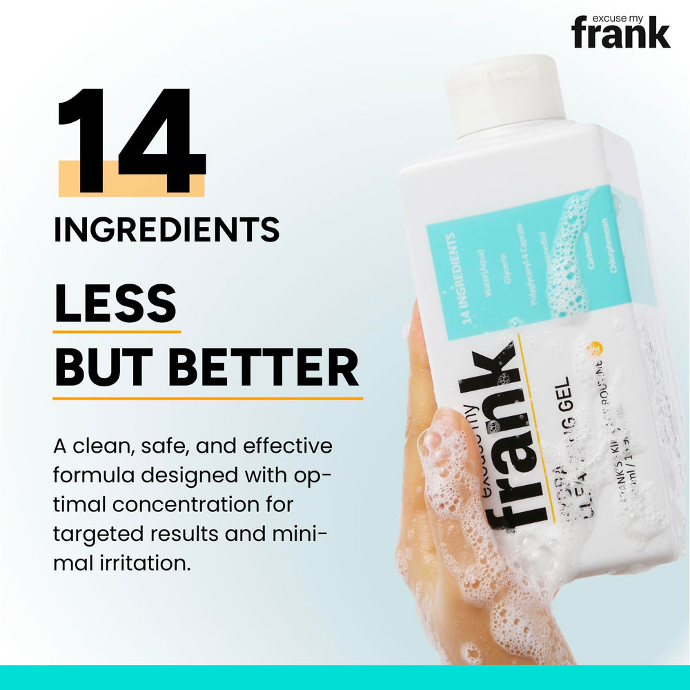 Excuse My Frank Hydra Cleansing Gel foamy cleanse during routine.