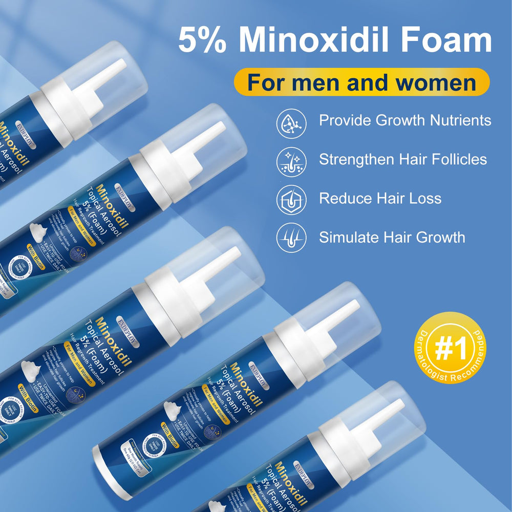 Exdeploy minoxidil foam dispense action for easy scalp application