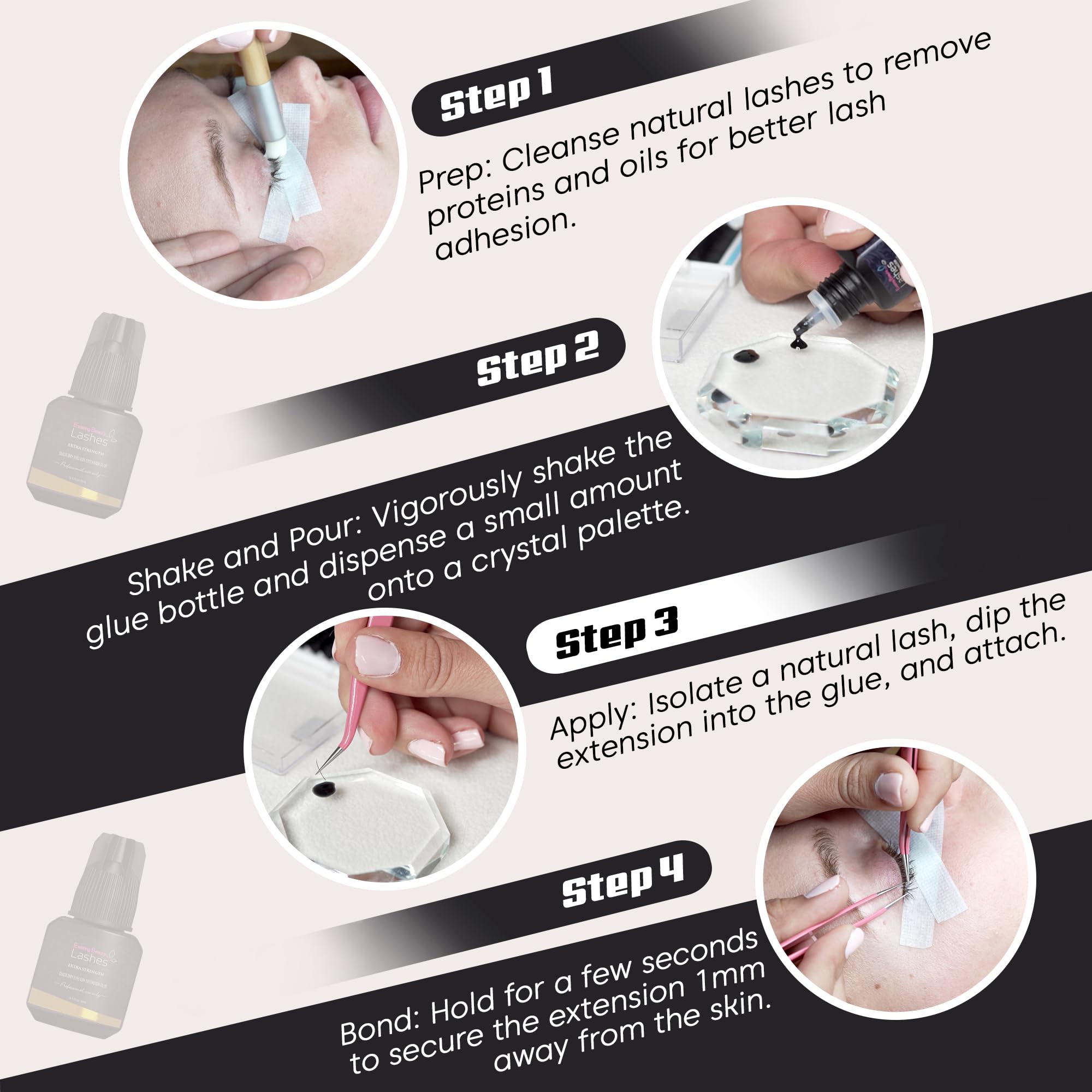 Close-up of cap and nozzle for precise lash adhesion.