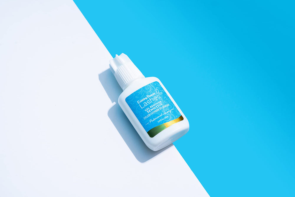Existing Beauty lash remover bottle with label and home-use illustration.