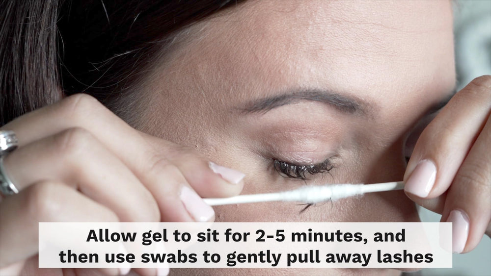 Existing Beauty lash remover quick-action closeup demonstrating fast glue breakdown.