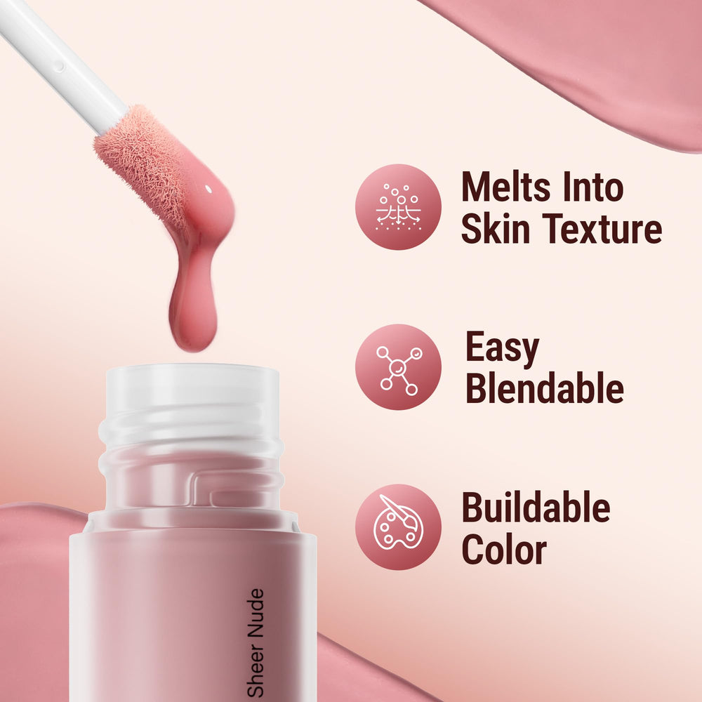 Exmiloo liquid blush soft matte finish for natural-looking cheeks.
