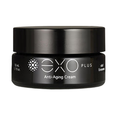 EXOCEUTICALS EXO PLUS cream jar; silky hydration suitable as daily makeup base.
