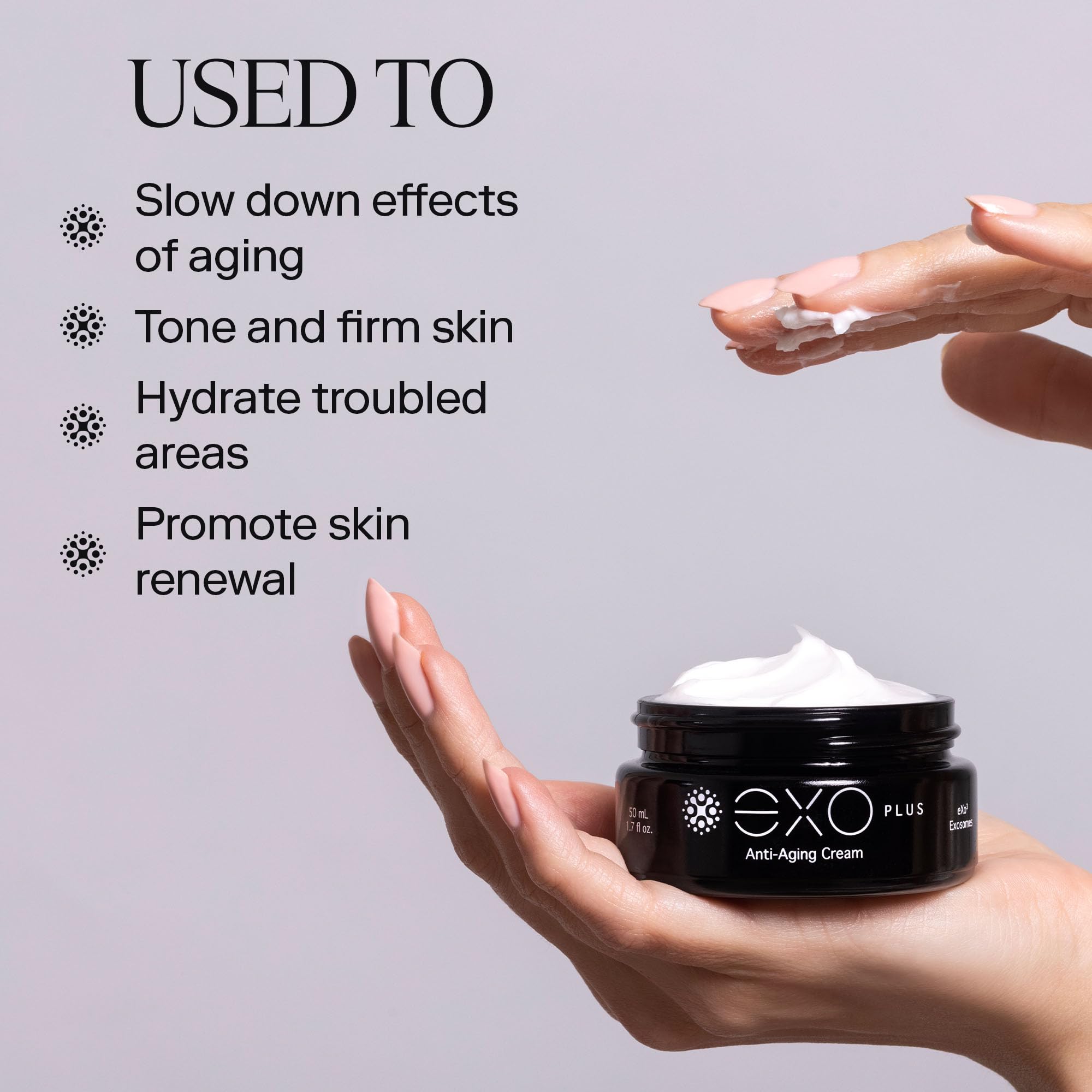EXOCEUTICALS exosome blend bottle; concentrated formula for potential skin support.
