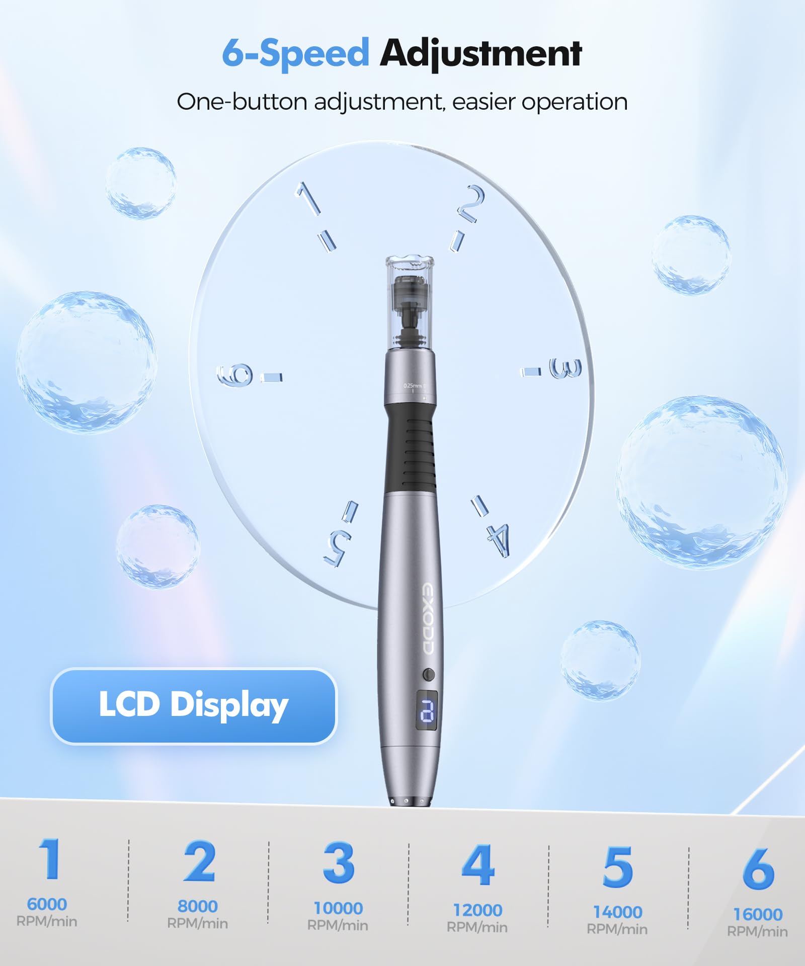 EXODD derma roller with protective case for travel and storage.
